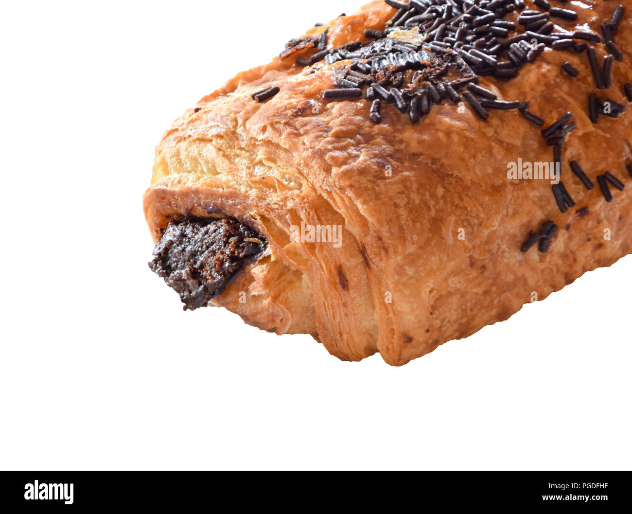 Delicious pan au chocolat french pastry isolated on white Stock Photo