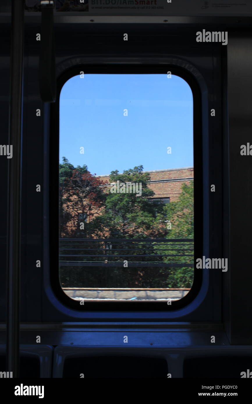 The mainline run as seen thru a commuter train window on the CTA Yellow ...