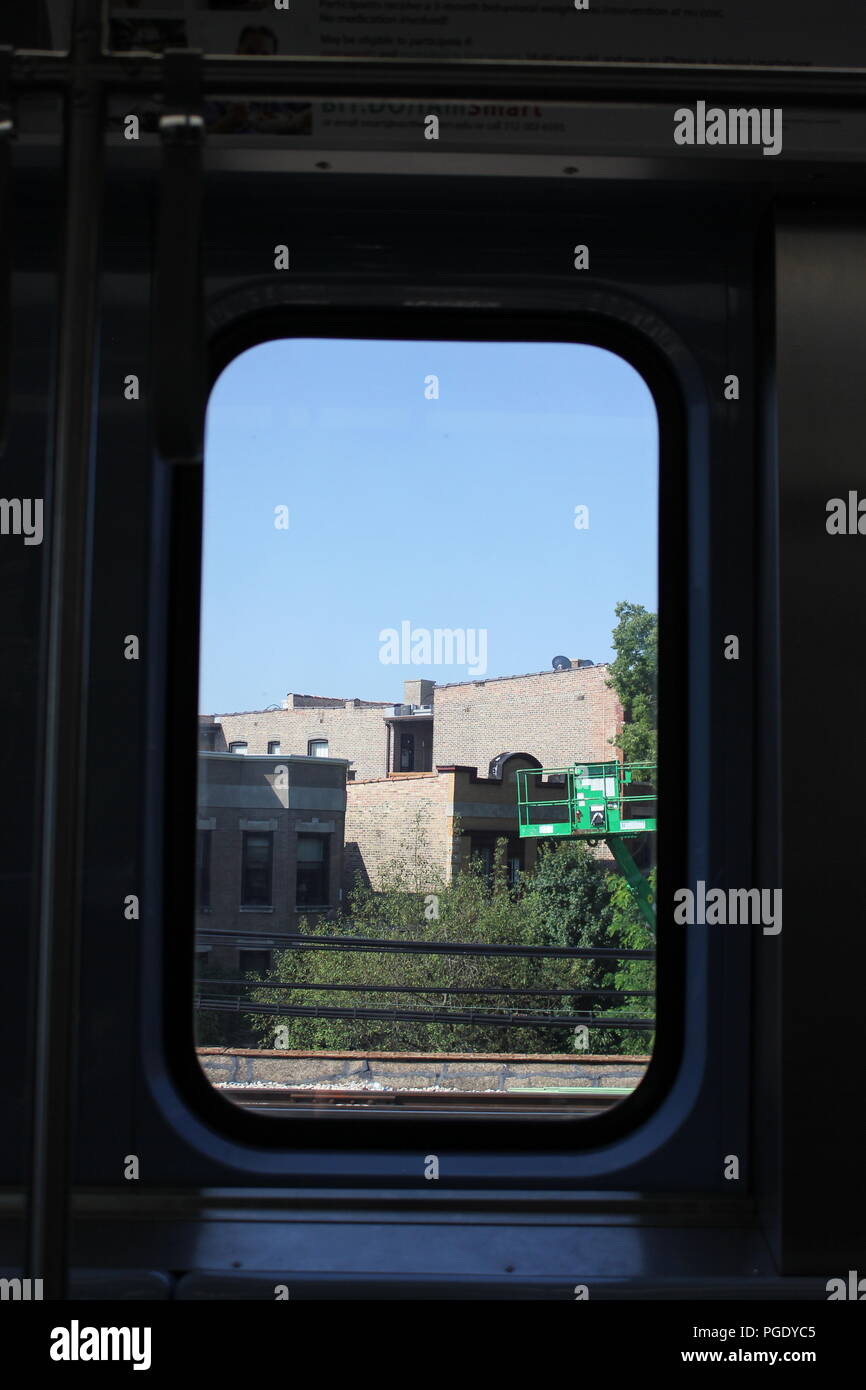 The mainline run as seen thru a commuter train window on the CTA Yellow ...