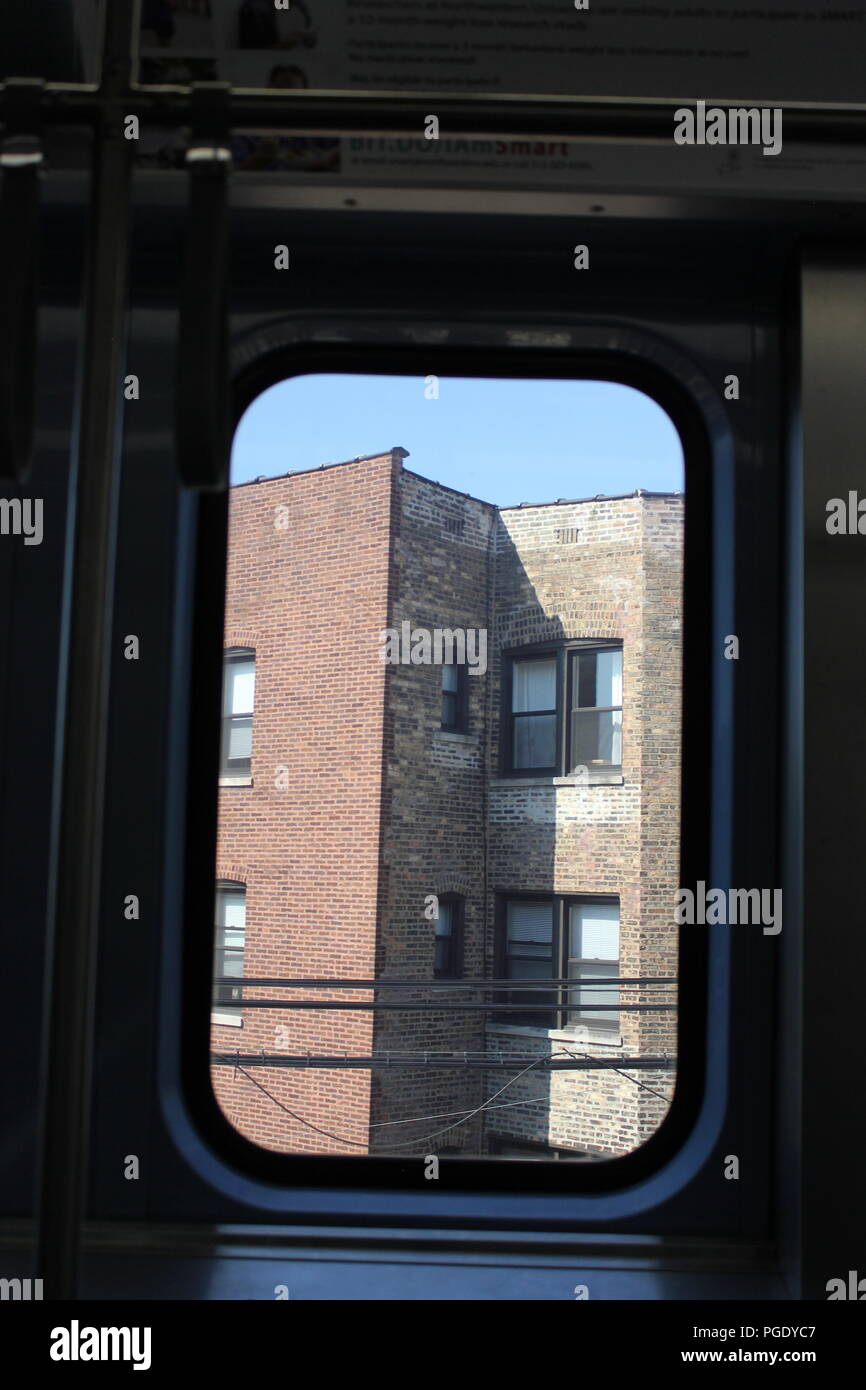 The mainline run as seen thru a commuter train window on the CTA Yellow ...