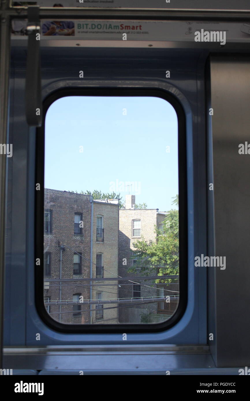 The mainline run as seen thru a commuter train window on the CTA Yellow ...