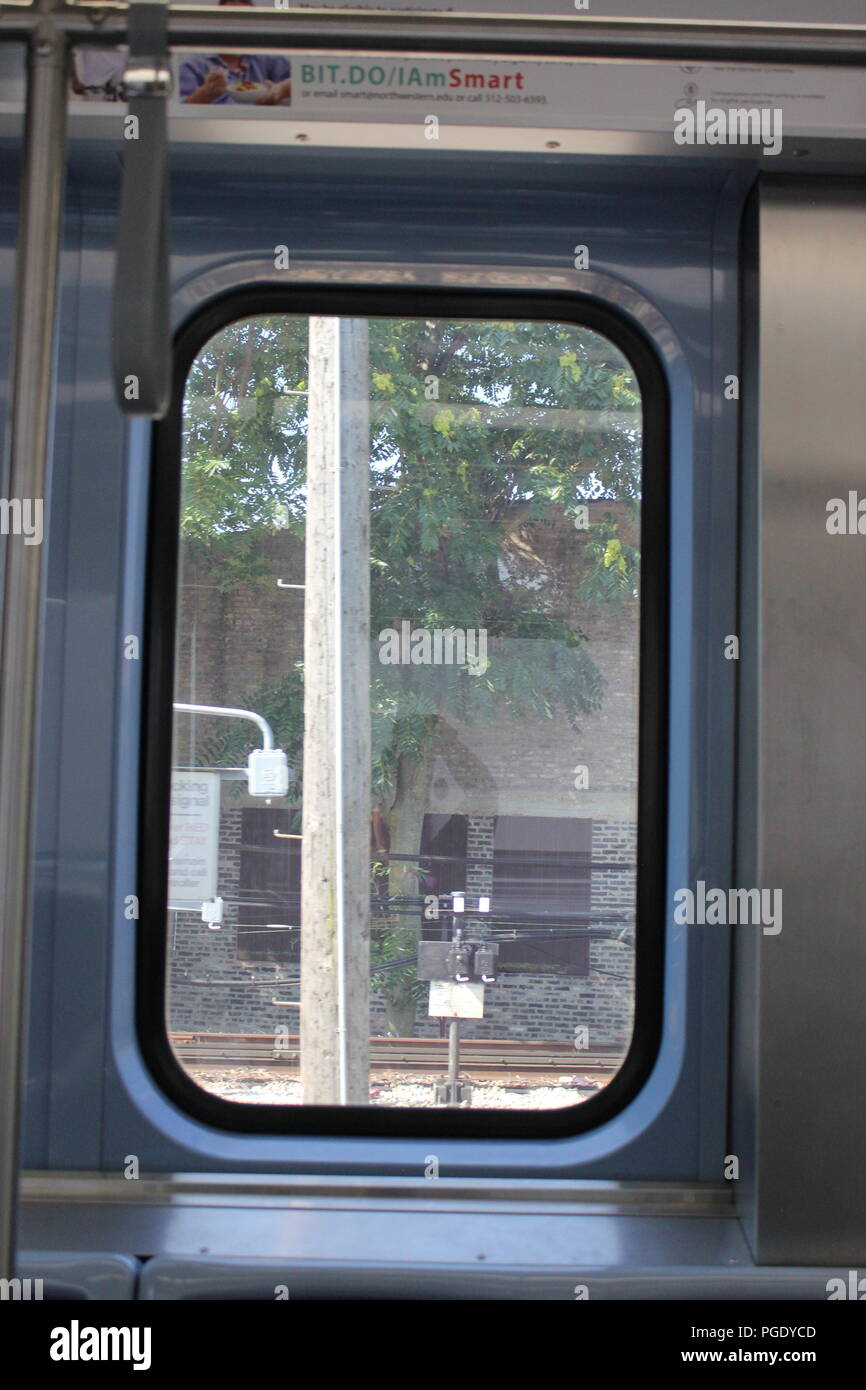 The mainline run as seen thru a commuter train window on the CTA Yellow ...