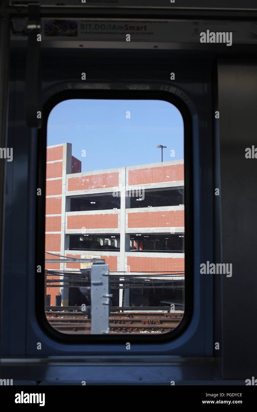 The mainline run as seen thru a commuter train window on the CTA Yellow ...