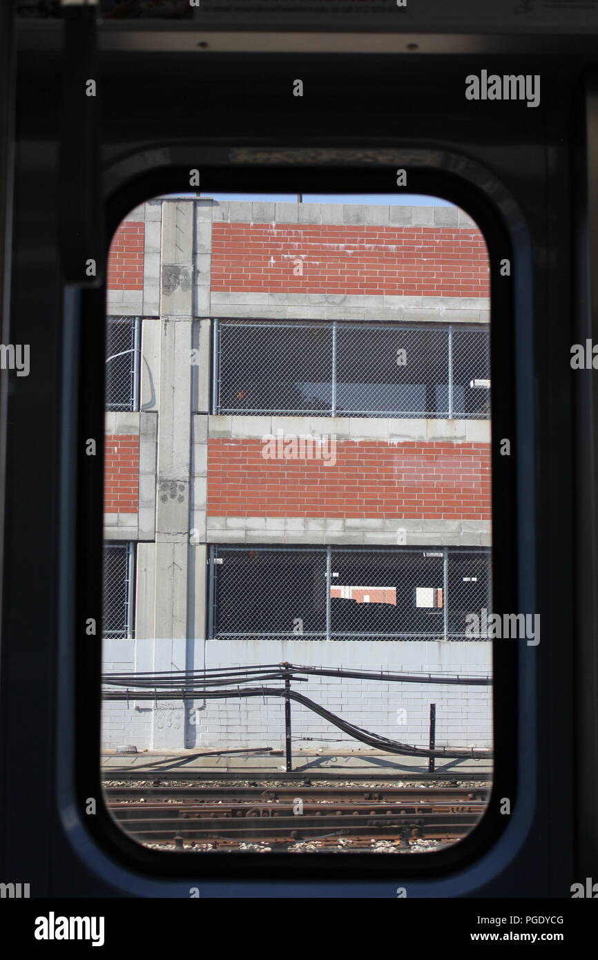 The mainline run as seen thru a commuter train window on the CTA Yellow ...