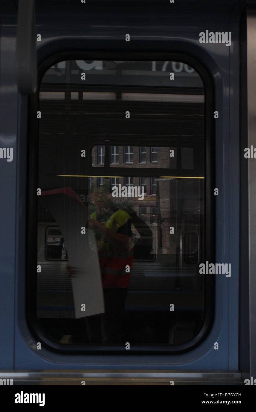 The mainline run as seen thru a commuter train window on the CTA Yellow ...