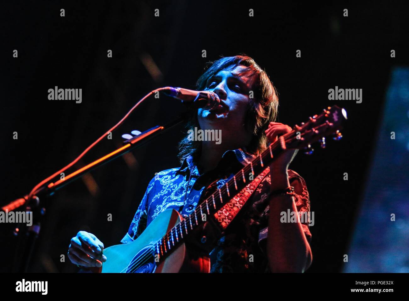 Siddhartha, during his concert at the festival Tecate Sonoro. 28 oct 2017. stage, musician, guitarist, singer. (Photo: Luis Gutierrez /NortePhoto.com) Stock Photo