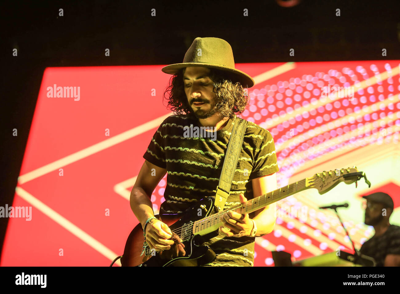 Siddhartha, during his concert at the festival Tecate Sonoro. 28 oct 2017. stage, musician, guitarist, singer. (Photo: Luis Gutierrez /NortePhoto.com) Stock Photo