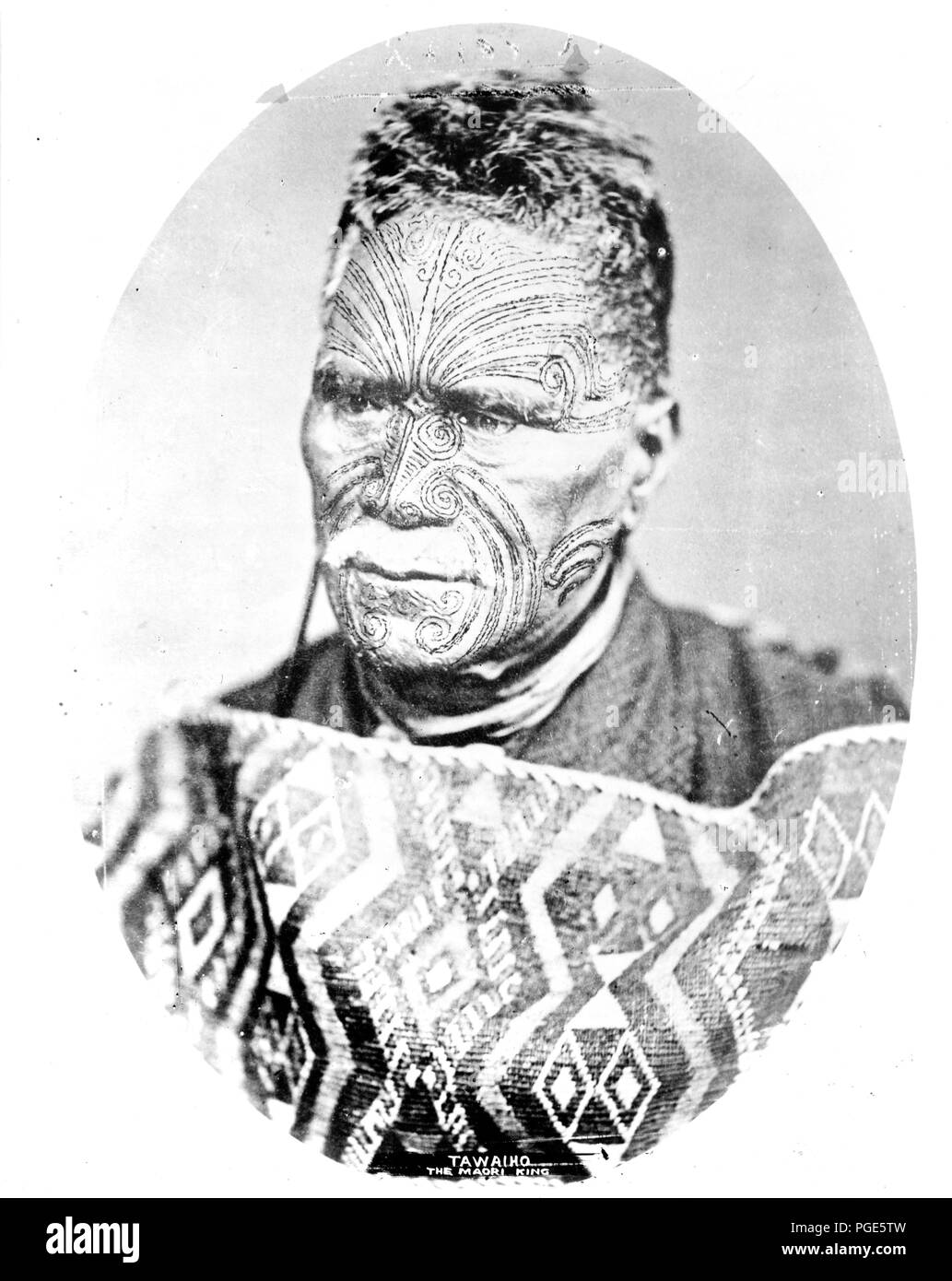 Tawaiho, the Maori king of New Zealand, headandshoulders portrait