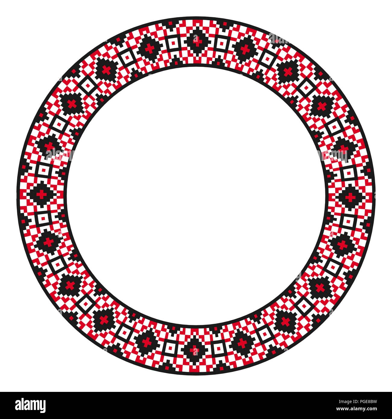 Traditional round embroidery. Vector illustration of ethnic round geometric embroidered pattern for your design Stock Vector