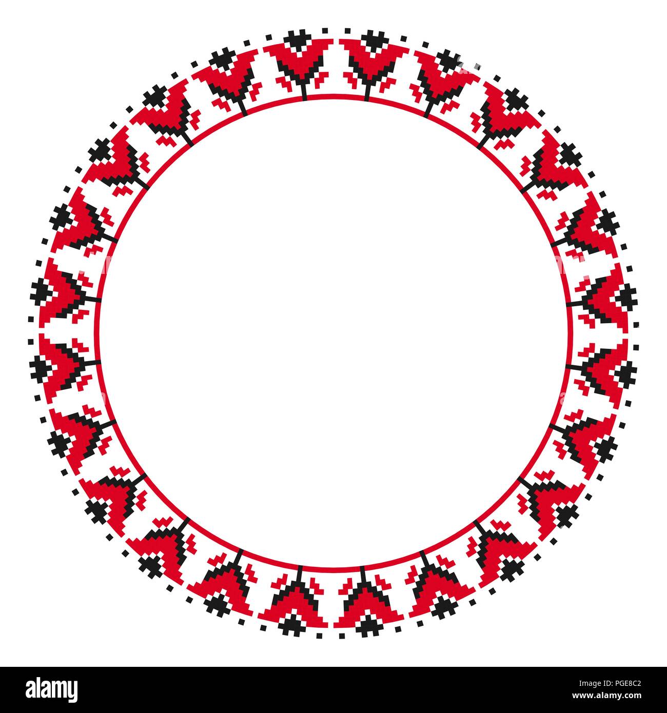 Traditional round embroidery. Vector illustration of ethnic round