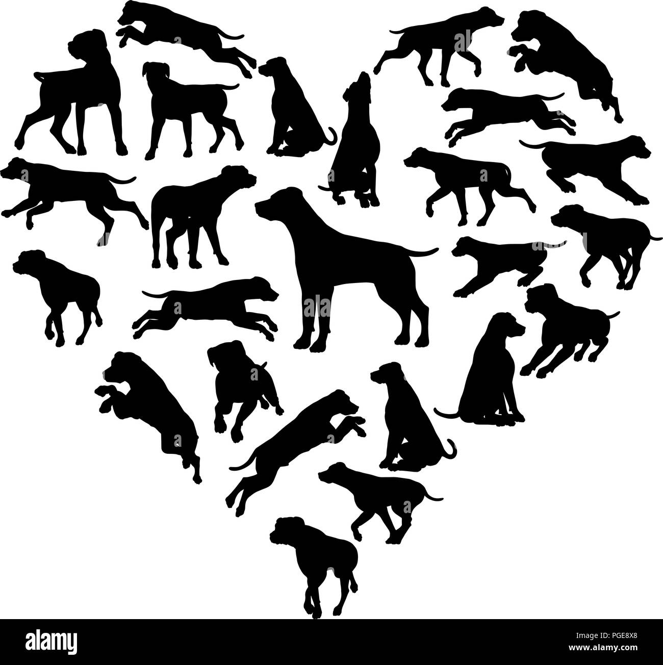 Labrador Retriever Dog Heart Silhouette Concept Stock Vector