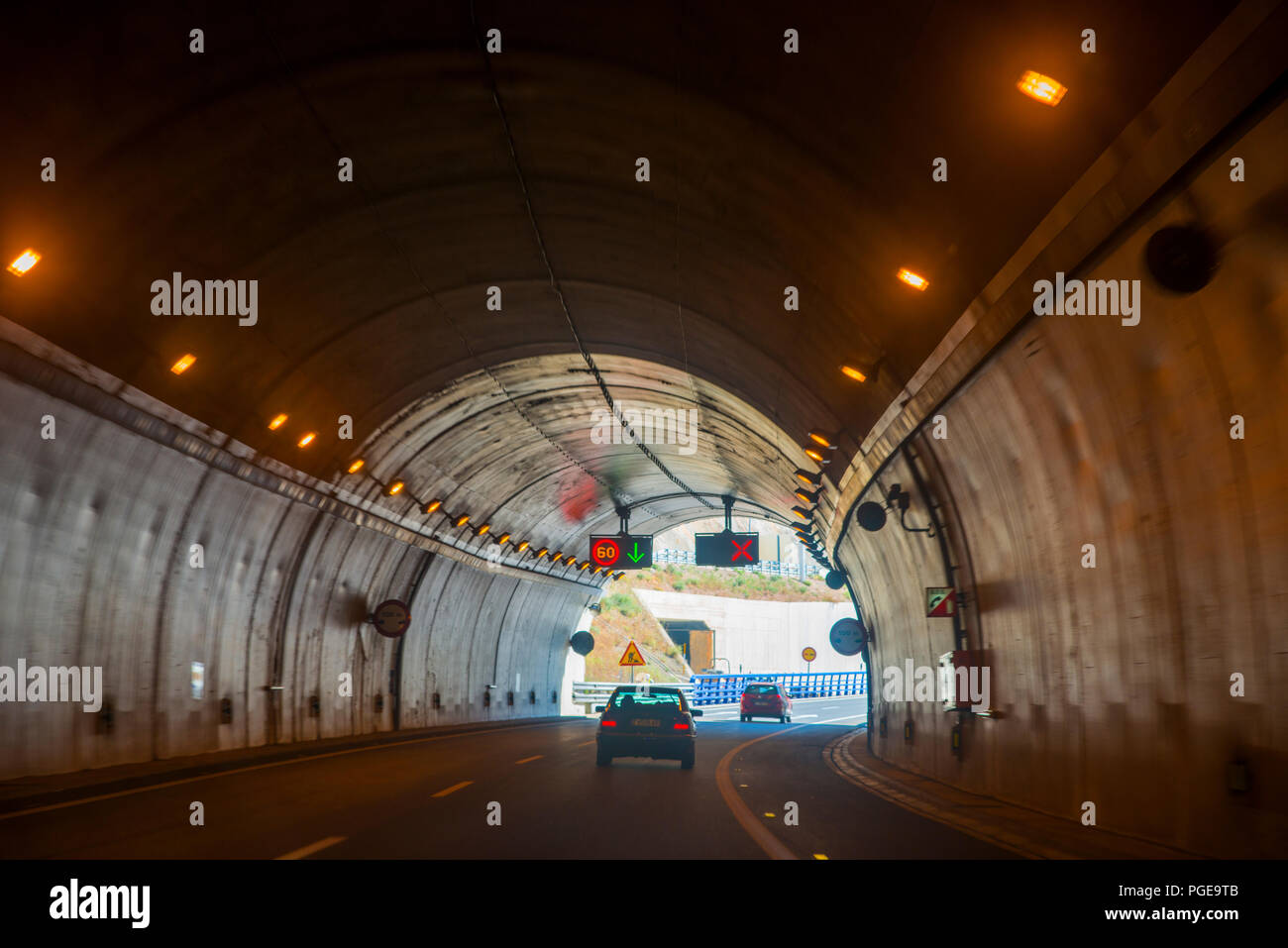 Traffic inside a tunnel Stock Photo Alamy