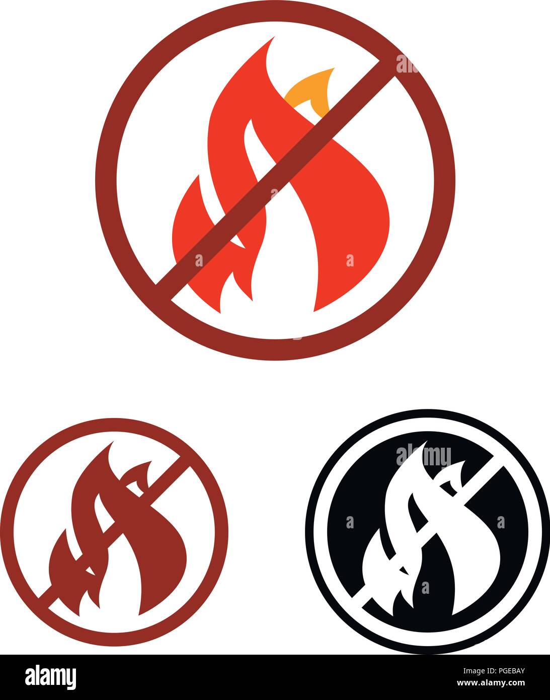 No fire and flame vector icon, prohibition and forbidden. Anti ...