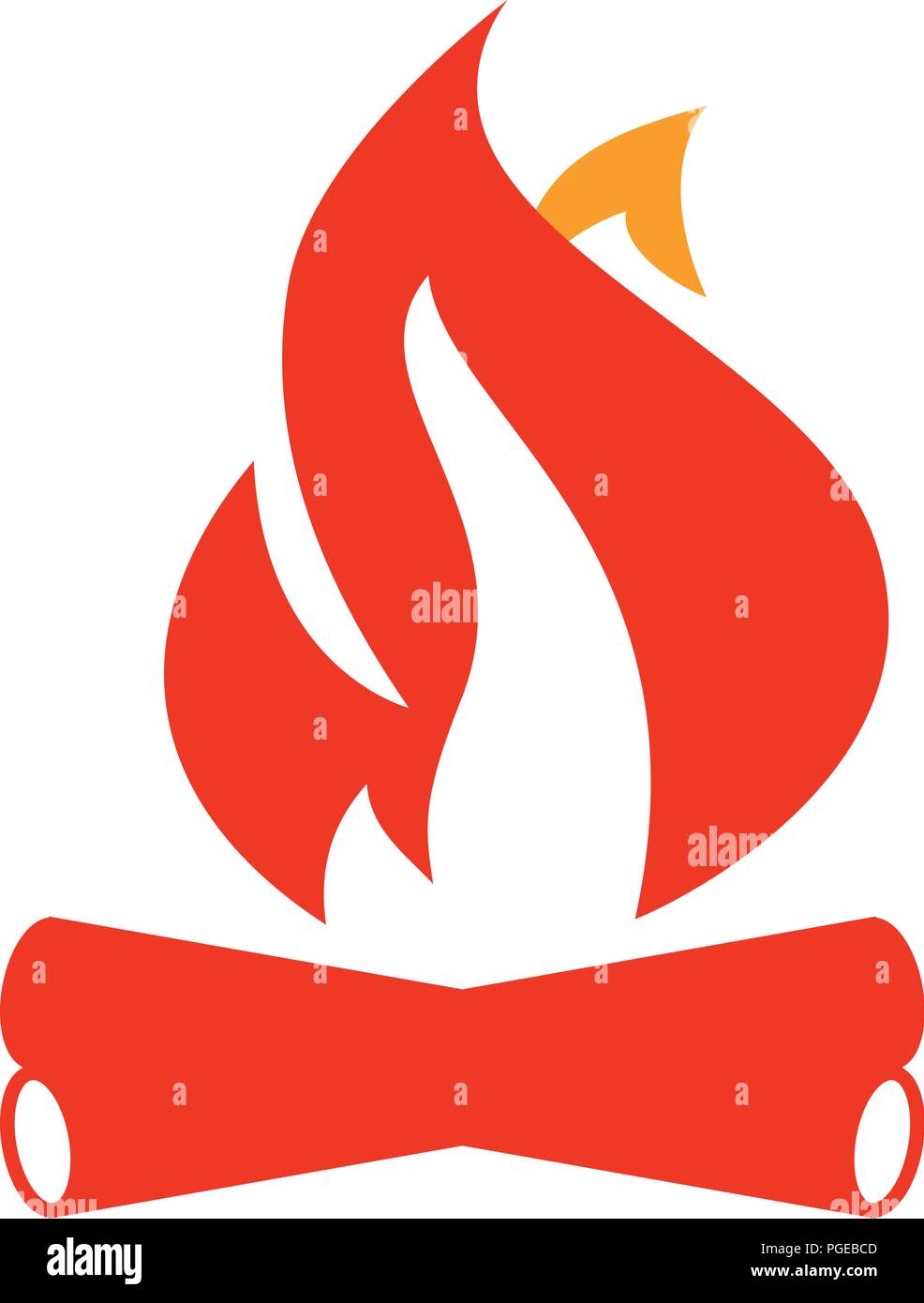 Fire and firewood. Campfire or bonfire red flat vector icon Stock ...