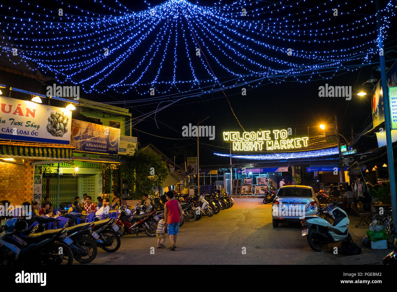The Dinh Cau night market in Duong Dong, Phu Quoc Island in Vietnam Stock Photo