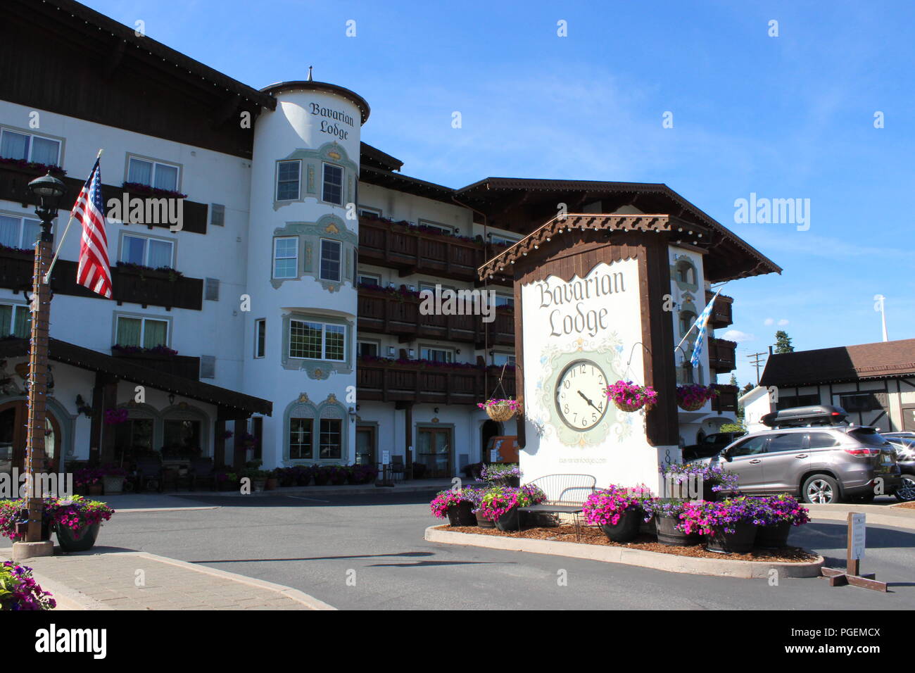 Bavarian Lodge in themed town of Leavenworth, Washington Stock Photo