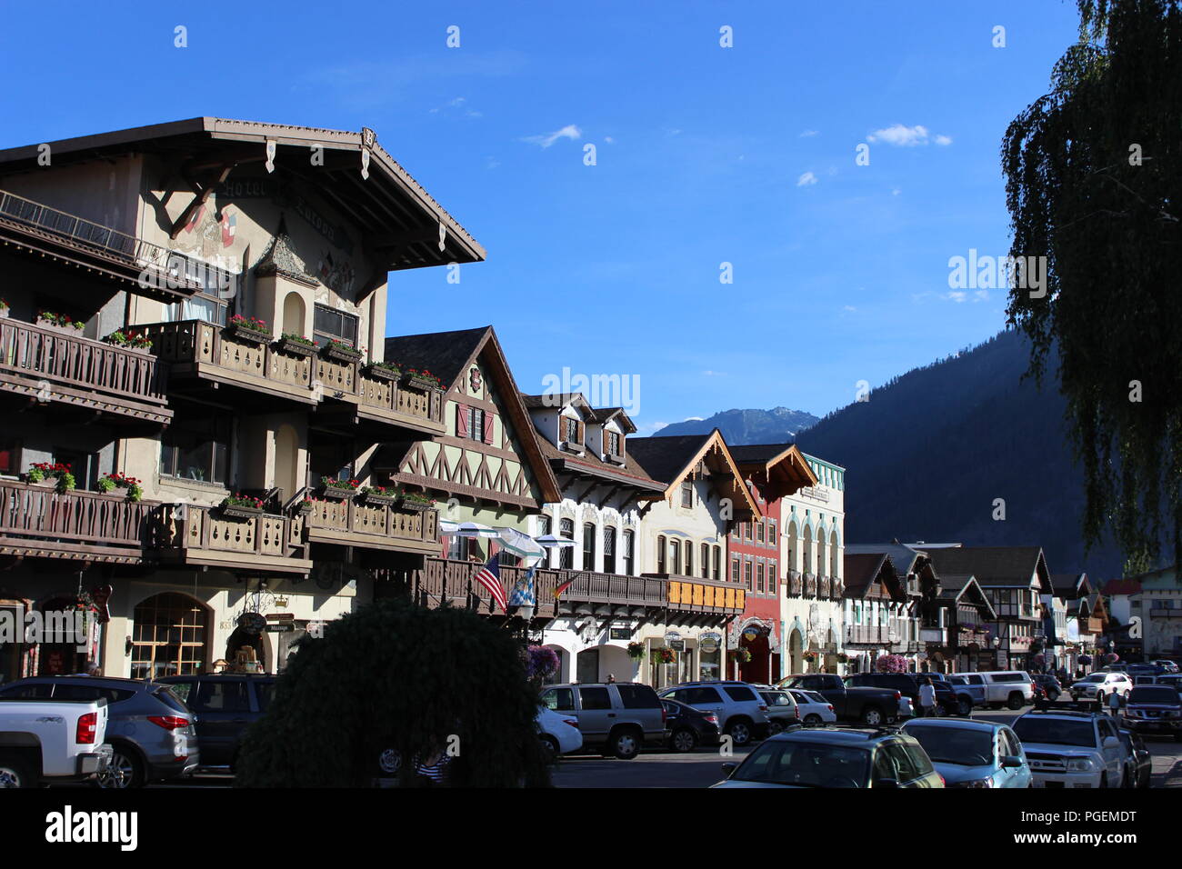 Bavarian themed town of Leavenworth, Washington Stock Photo