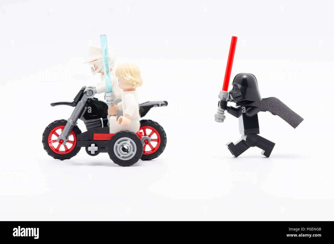 MALAYSIA, jul 19, 2018. Lego darth vader chasing luke skywalker. Lego  minifigures are manufactured by The Lego Group Stock Photo - Alamy