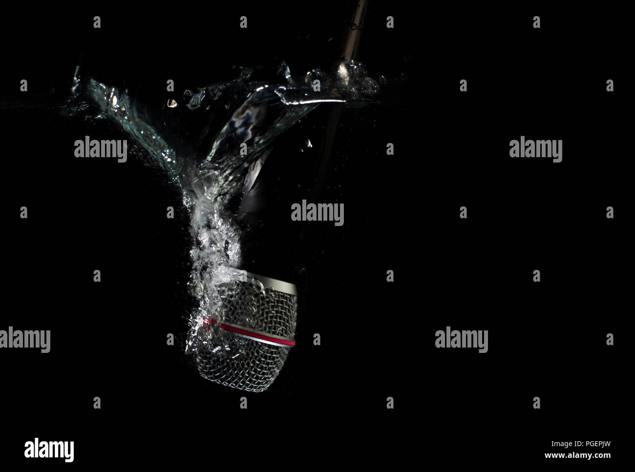 Microphone underwater sinking mic. Professional microphone in water