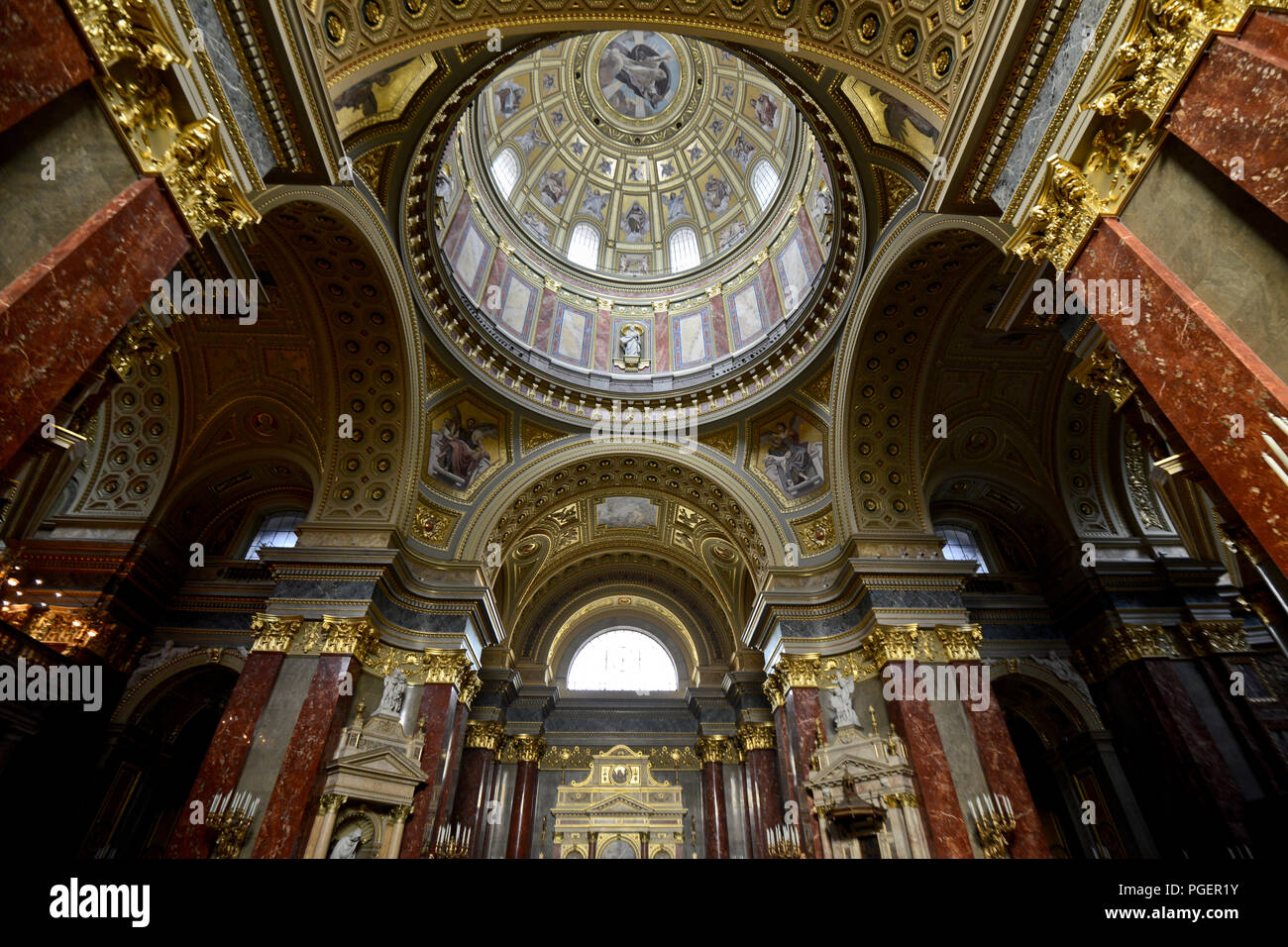St Stephen Basilica, interior of the cupola - Budapest, Hungary Stock Photo