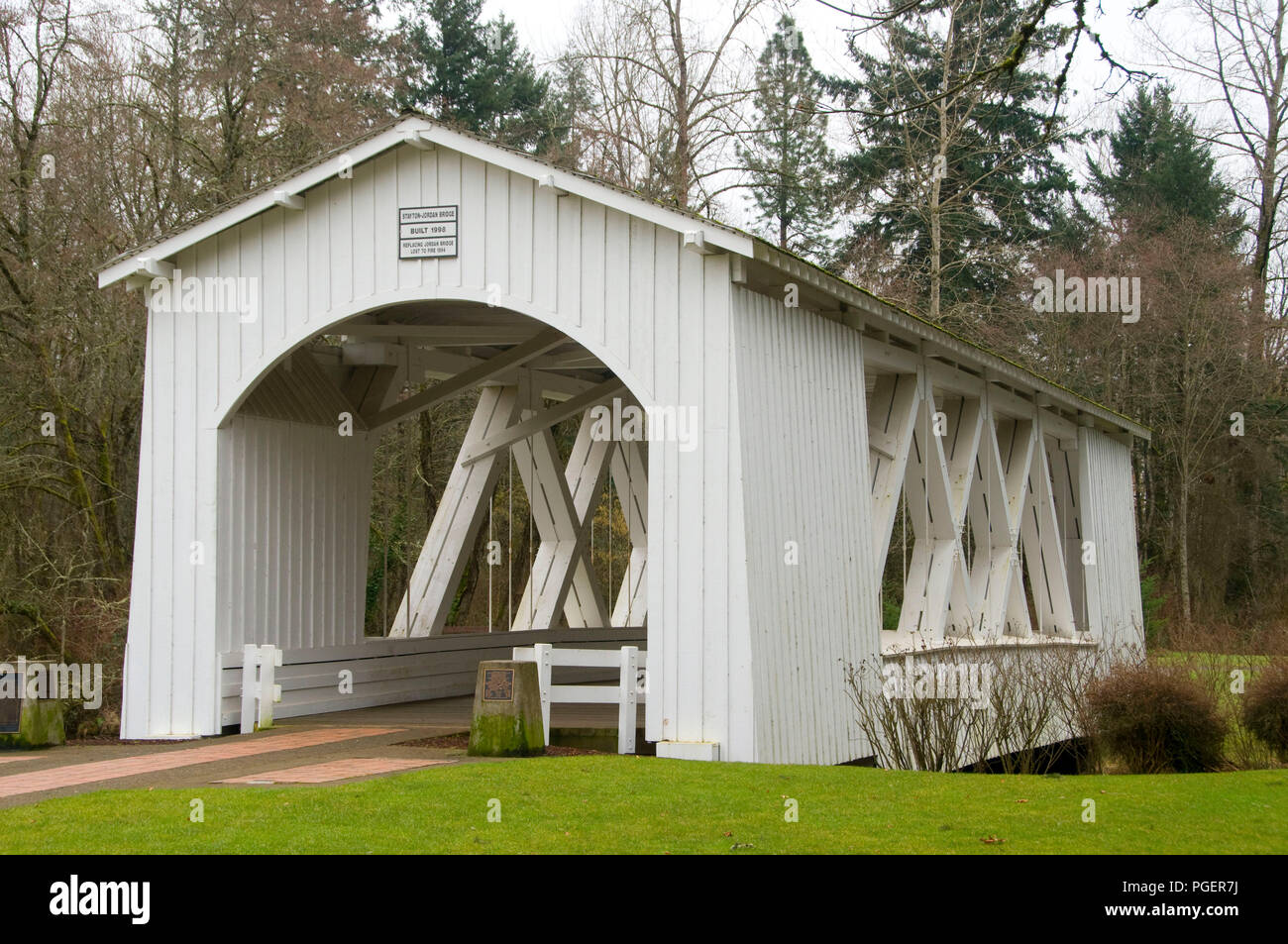 StaytonJordan Covered Bridge, Pioneer Park, Stayton, Oregon Stock