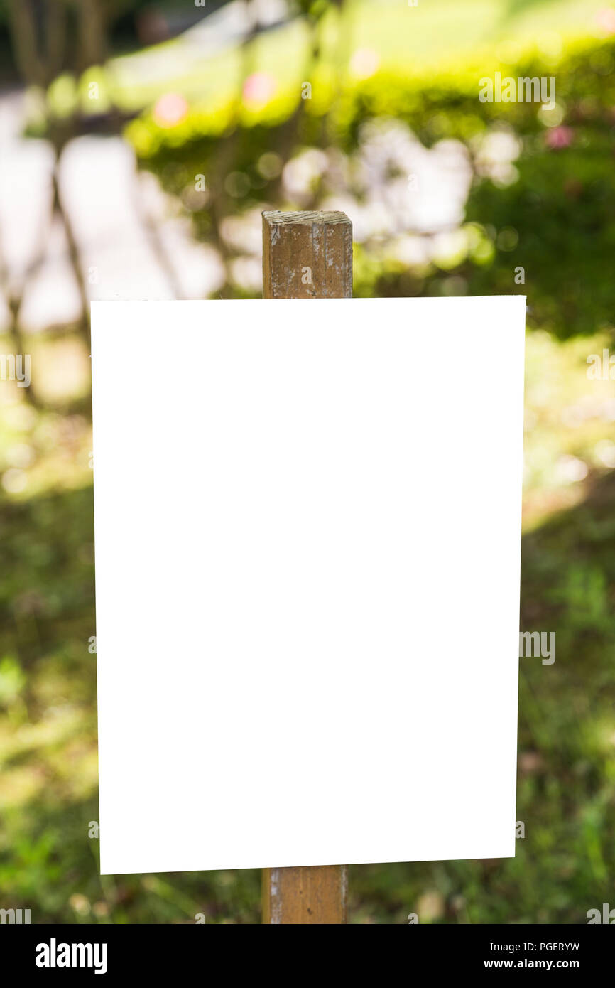 Sign in park with copy space Stock Photo - Alamy