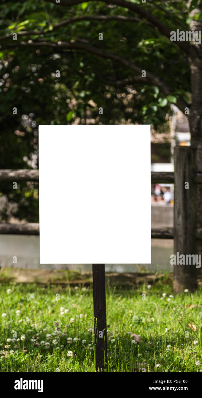 Sign in park with copy space Stock Photo - Alamy