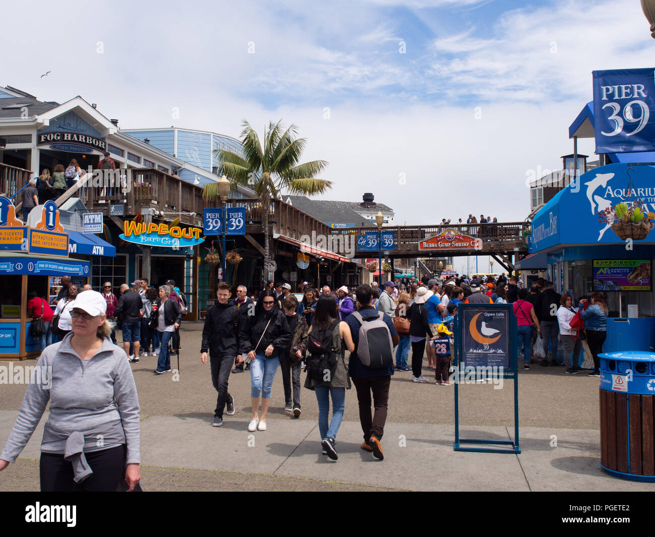 Crowd Of People At Pier 39 Fishermans Wharf Stock Photo