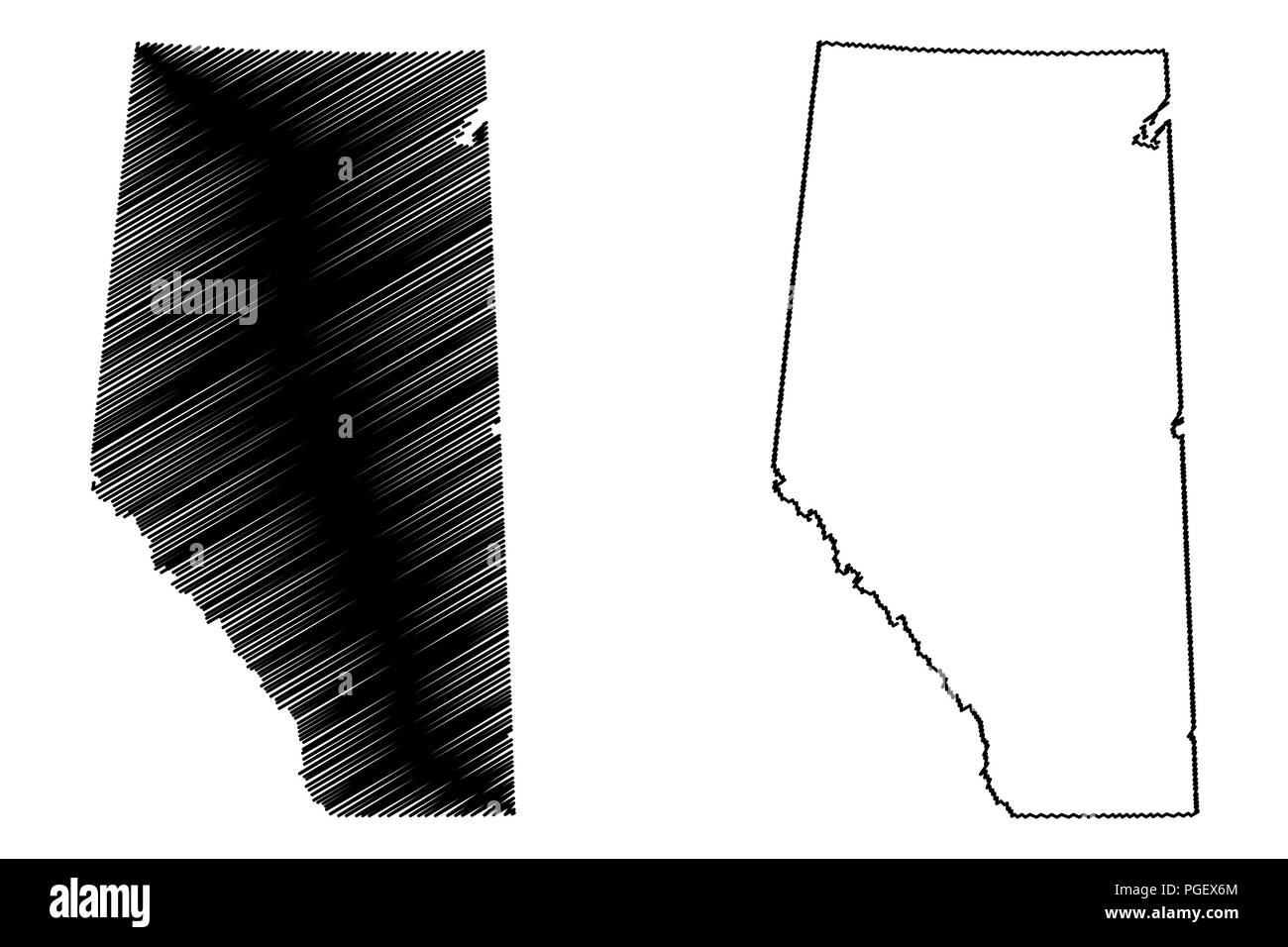 Alberta (provinces and territories of Canada) map vector illustration, scribble sketch Alberta map Stock Vector
