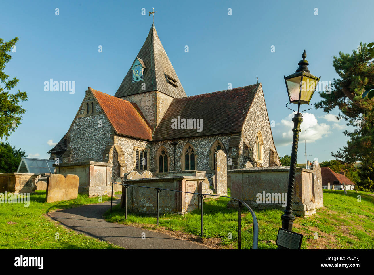 Summer afternoon at St Margaret's church in Ditchling, East Sussex, England. Stock Photo