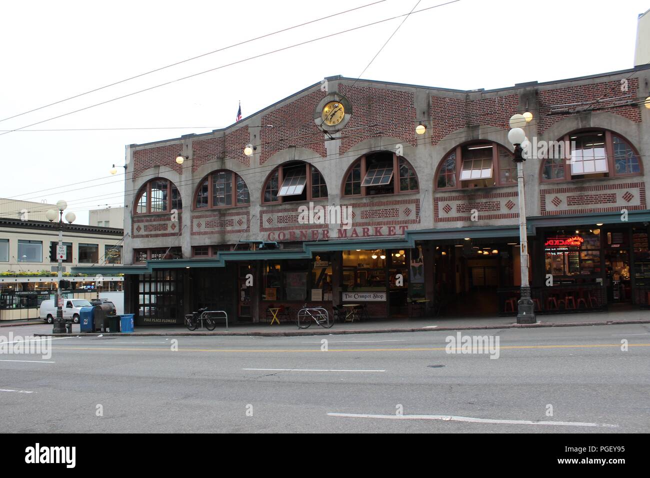 The Pike Place Corner Market Building outside Pike Place Market