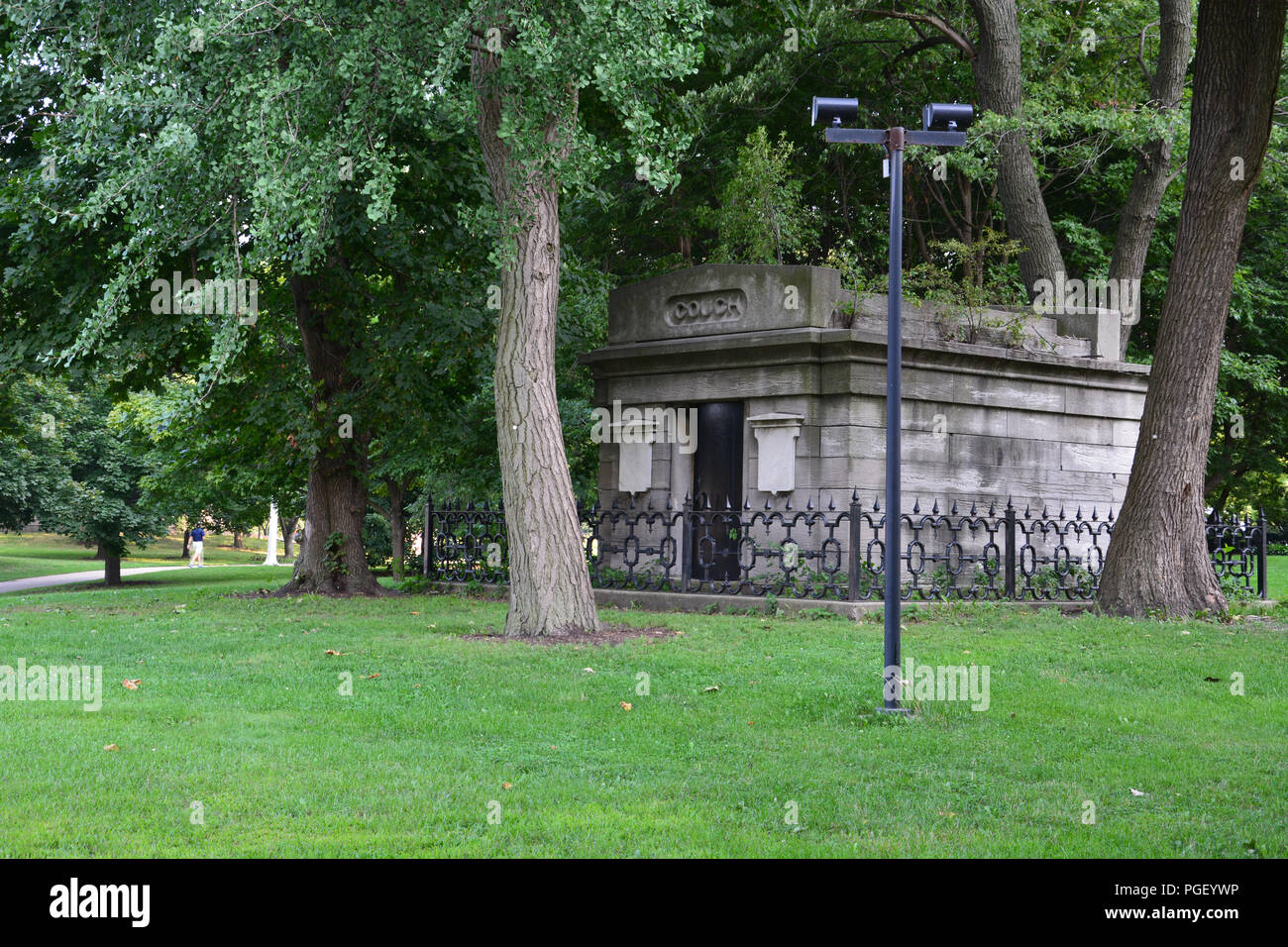 The Couch Tomb in Lincoln Park is a remnant of the old city public cemetery and should have been relocated after the 1871 Chicago Fire. Stock Photo