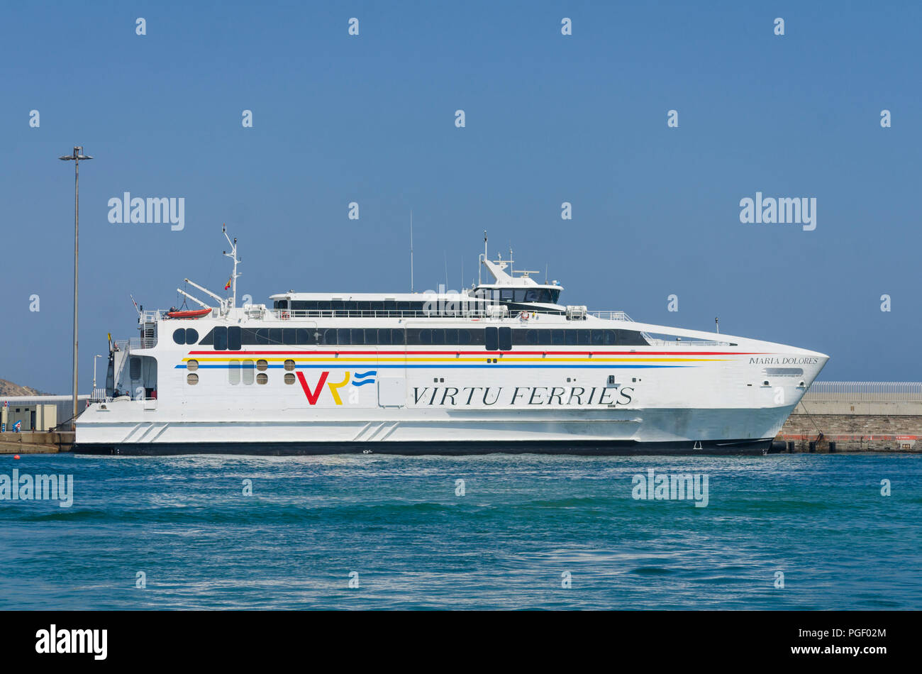 Ferry Port at Tarifa, Virtu ferries, passenger services between Spain and Morocco, North Africa, Costa de la Luz , andalucia, Spain. Stock Photo