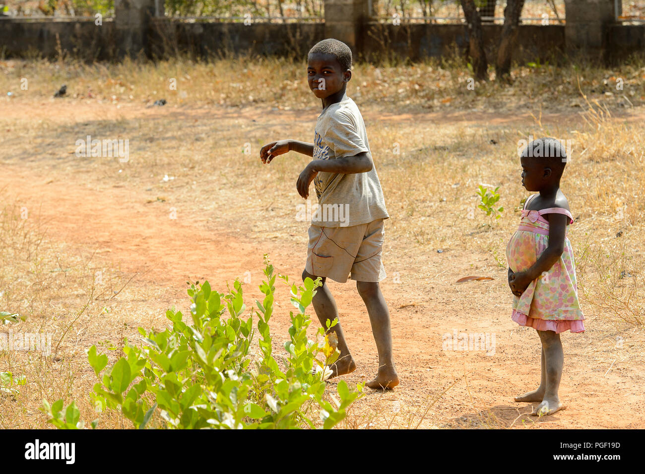 GHANI, GHANA JAN 14, 2017 Unidentified Ghanaian little girl and boy