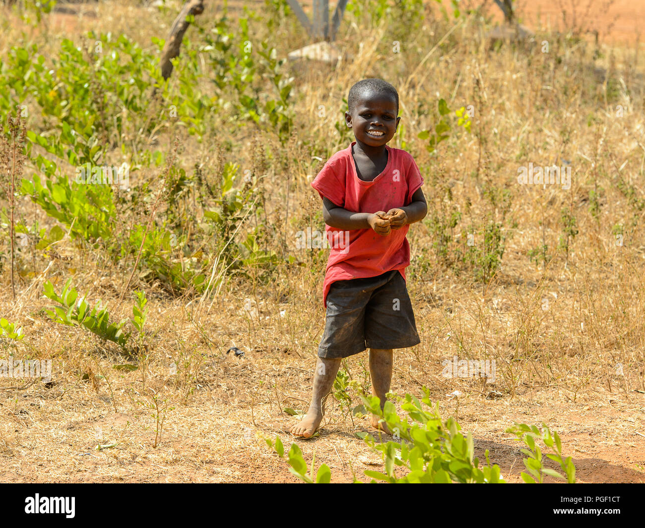 GHANI, GHANA JAN 14, 2017 Unidentified Ghanaian a little boy stands