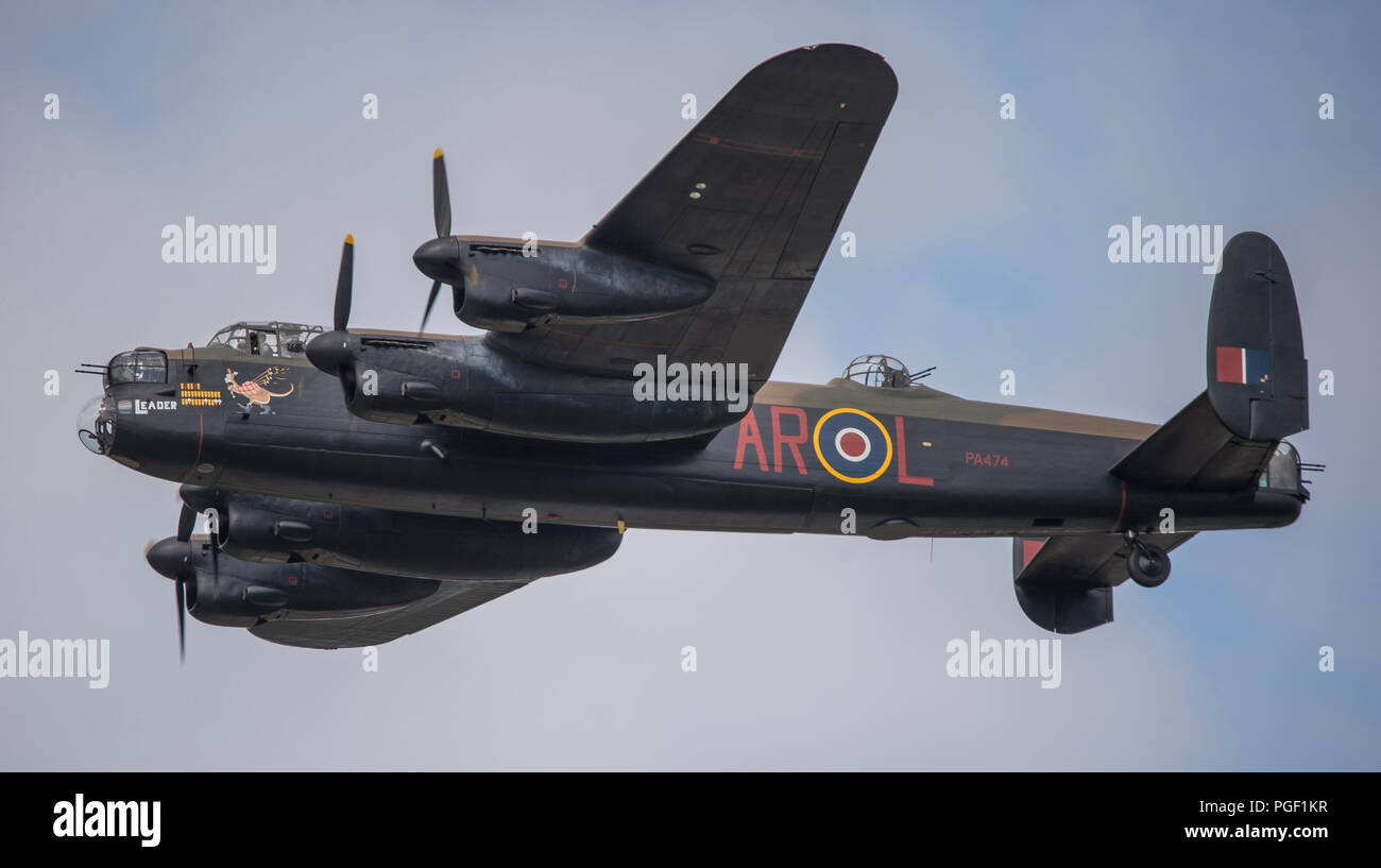 Surrey, UK. Avro Lancaster of the Battle of Britain Memorial Flight flying at 2018 Dunsfold