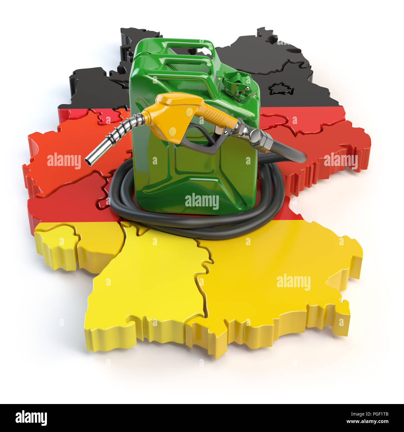 Gasoline and petrol consumption and production in Germany. Map of