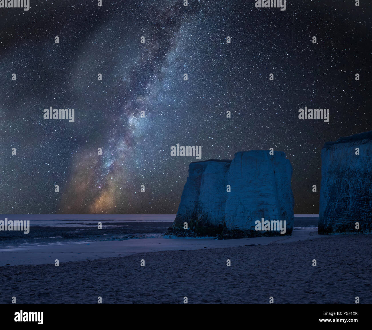 Stunning vibrant Milky Way composite image over landscape of rock ...