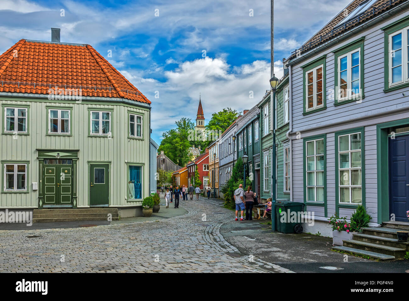 Street In The Old Town, Trondheim, Norway Stock Photo