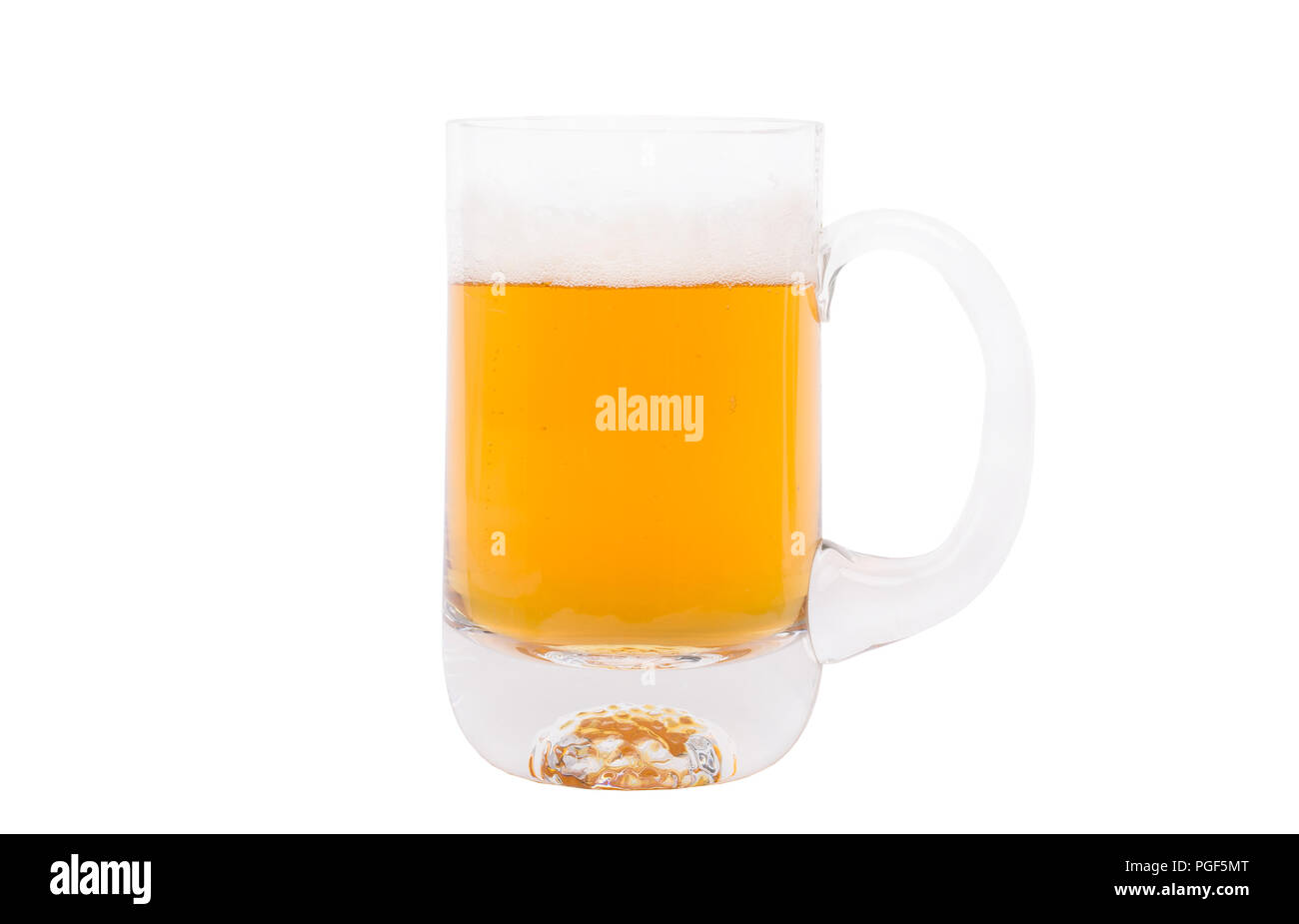 Isolated Beer Mug. Pint of Beer on White background. Stock Photo