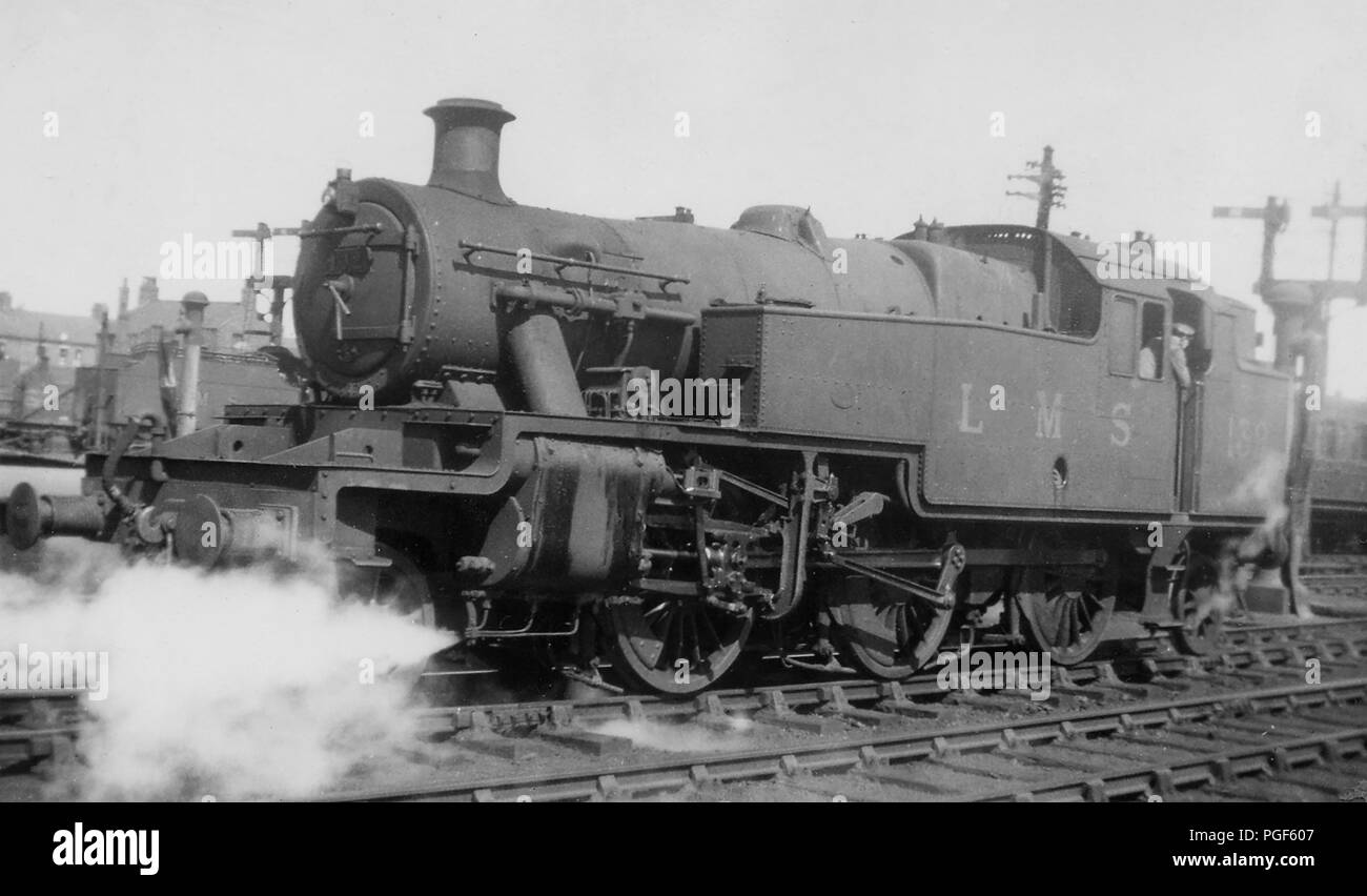 Stanier 2-6-2T steam locomotive in LMS livery Stock Photo