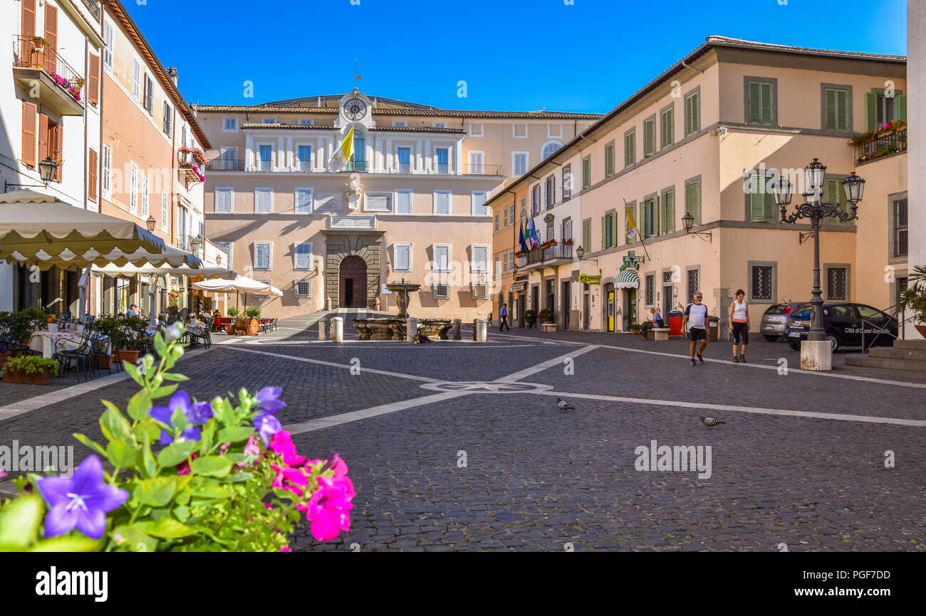 Scenic sight in Castel Gandolfo historic town, in the province of Rome, Lazio, central Italy. Stock Photo