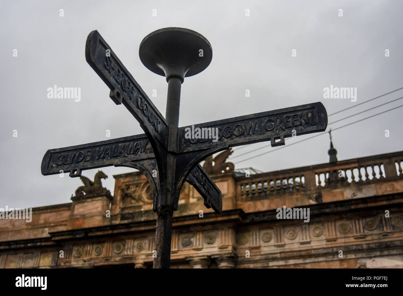 Old sign to indicate the names of the streets in the city of Glasgow