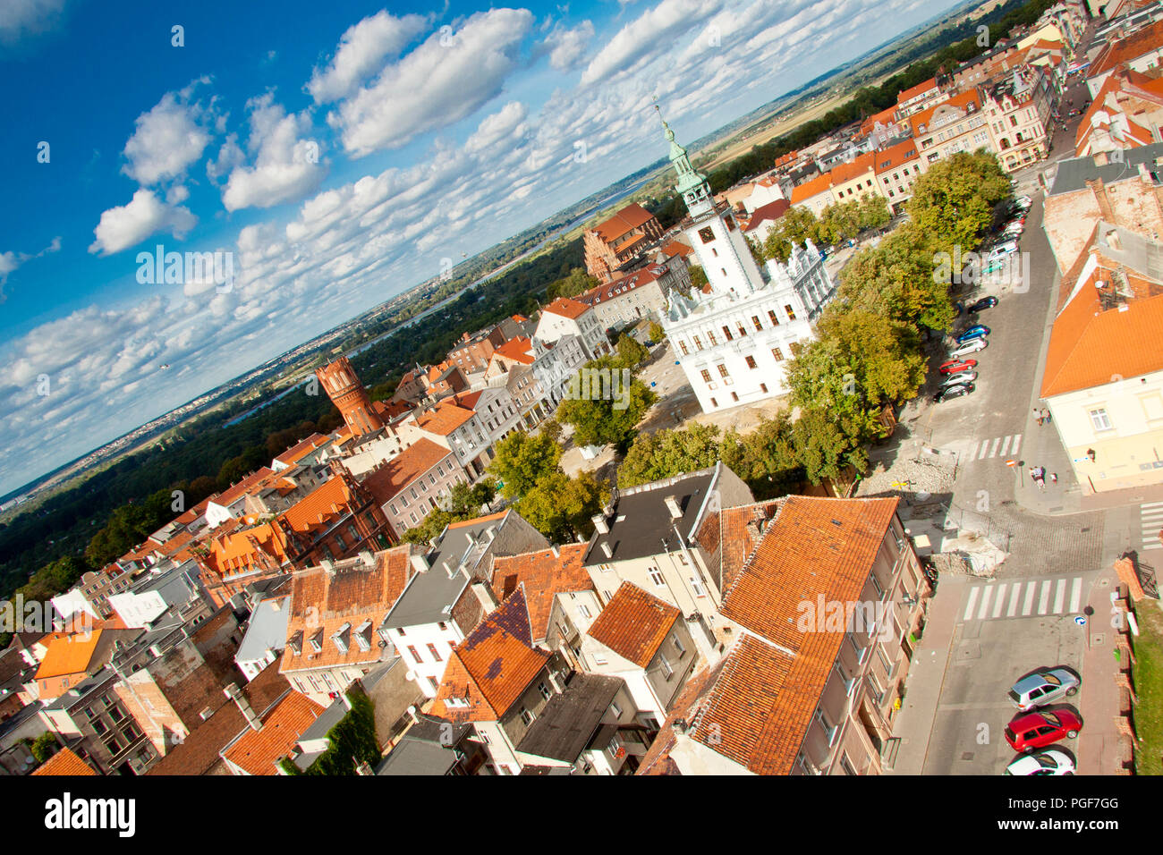 Aerial view on old town of Chelmno - Poland. Stock Photo
