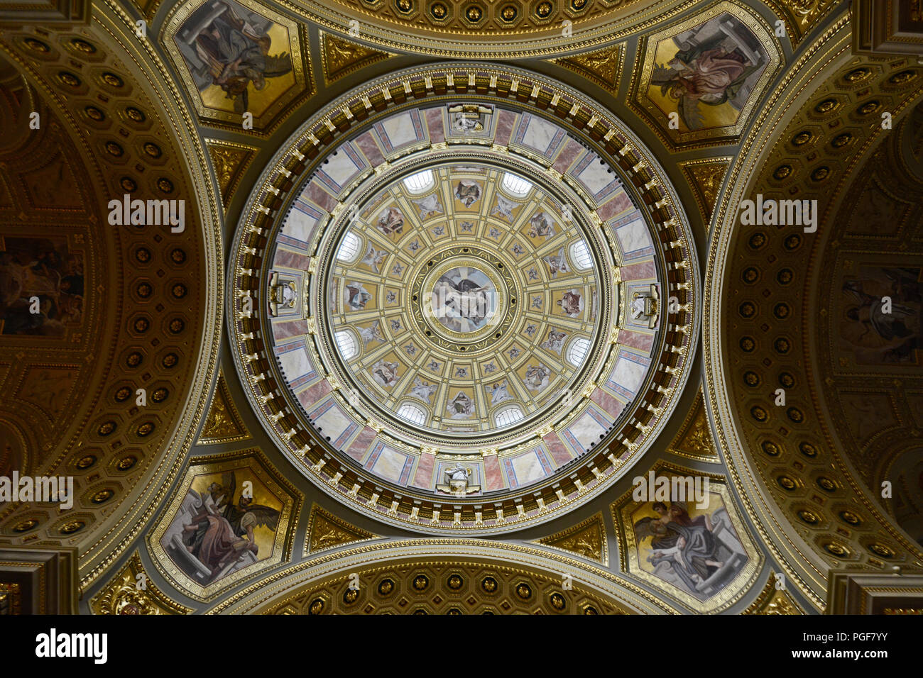 St Stephen Basilica, interior of the cupola - Budapest, Hungary Stock Photo