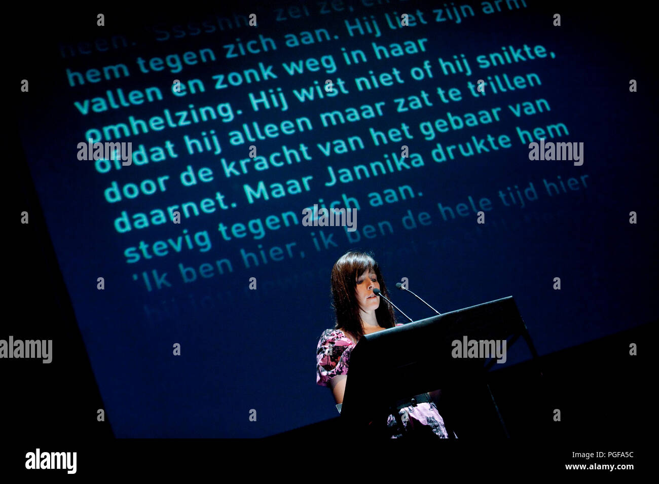 Finnish writer Riikka Pulkkinen at the Chagrin d'Amour litterature event in Dilbeek (Belgium, 12/02/2010) Stock Photo