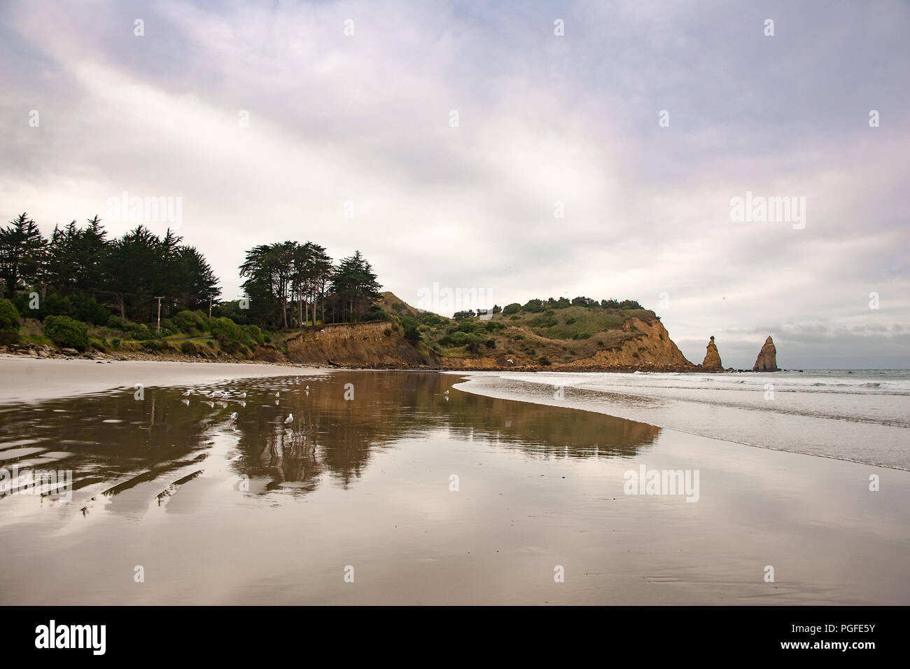 Karitane Beach, Otago, New Zealand. Picturesque landscape, headland