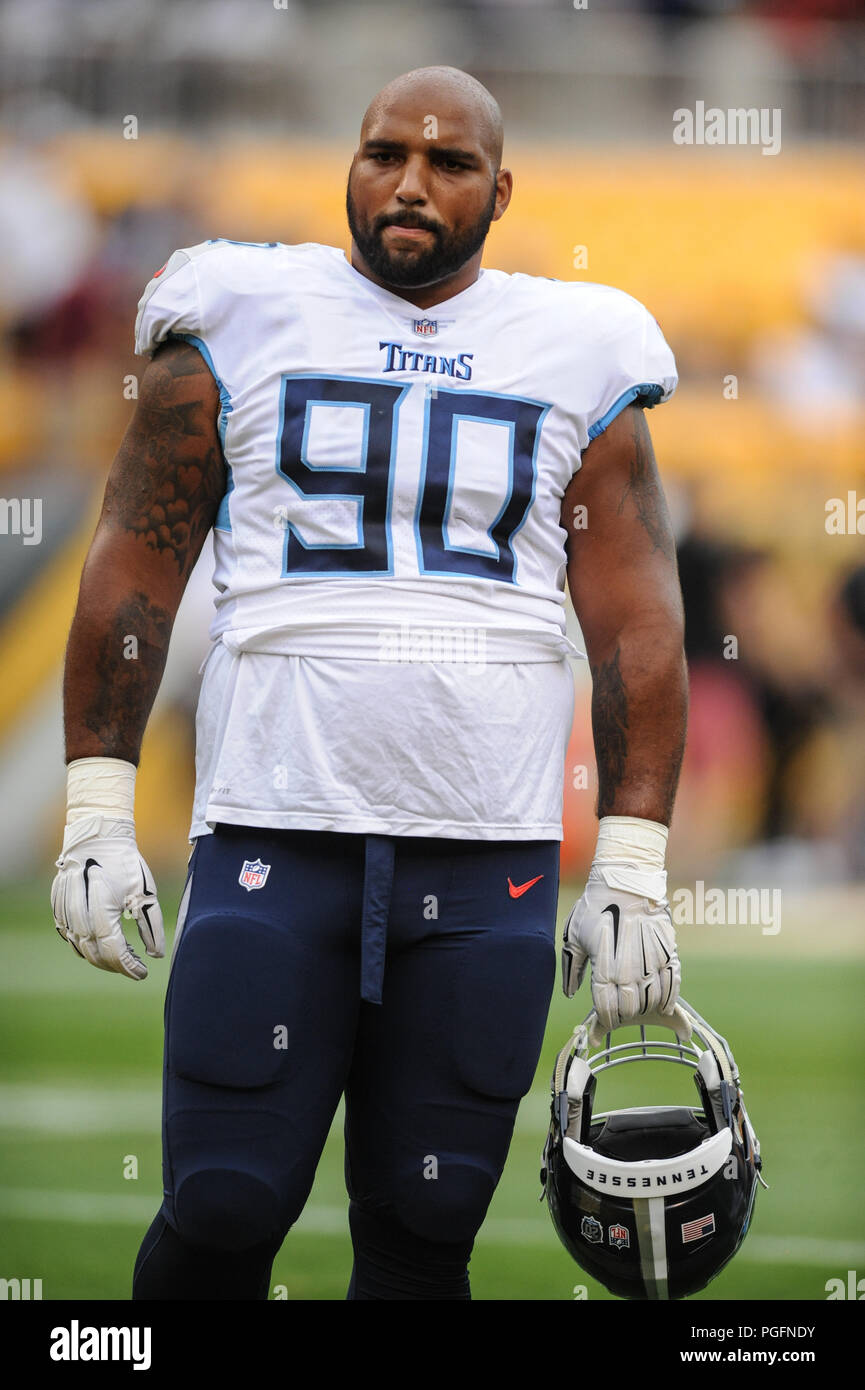 Pittsburgh, USA. 25 August 2018. Titans #90 DaQuan Jones during