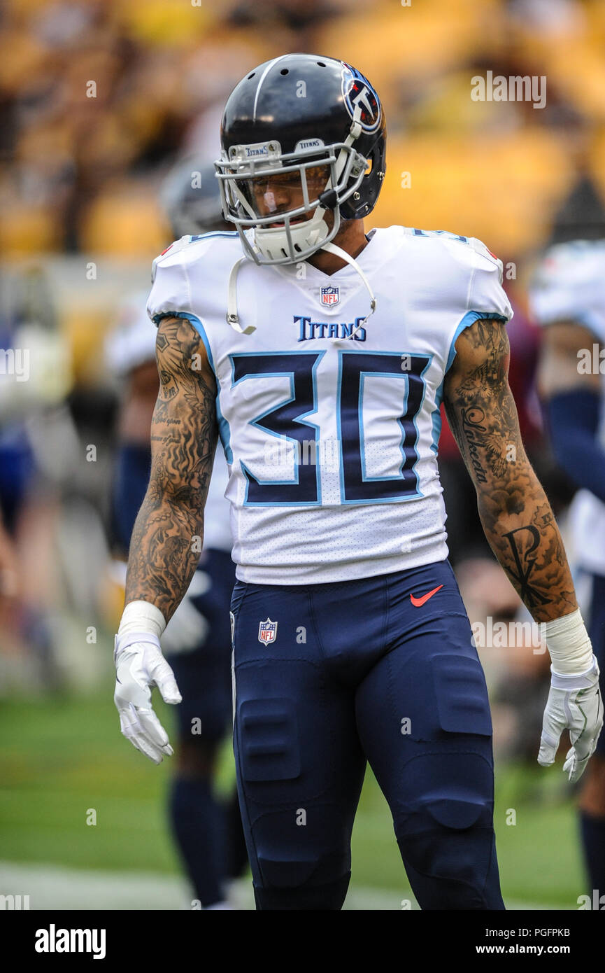 Pittsburgh, USA. 25 August 2018. Titans #30 Kenny Vaccaro during the  Pittsburgh Steelers vs Tennessee Titans