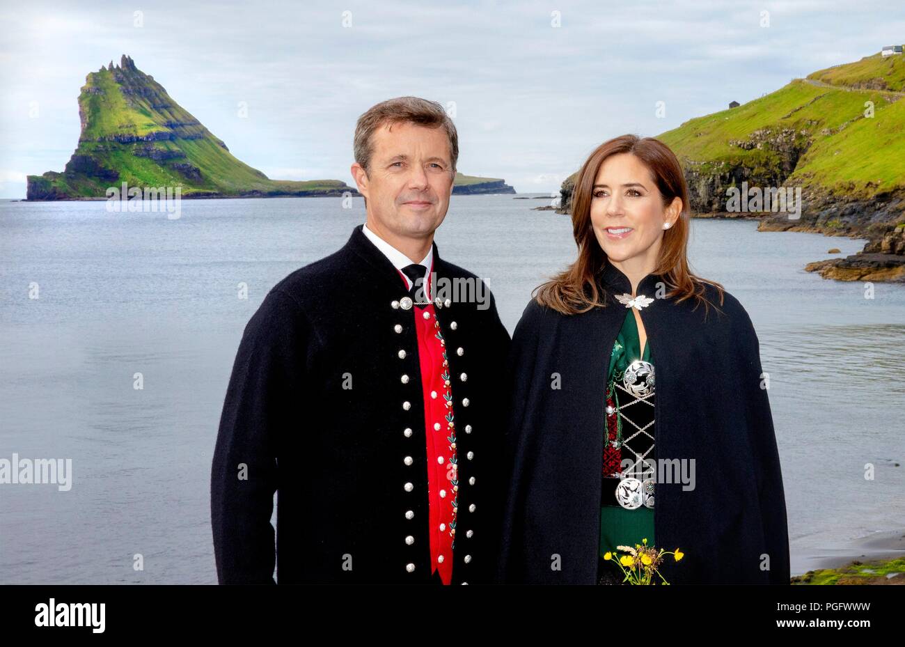Bour, Faroe Islands, Denmark. 26th Aug, 2018. Crown Prince Frederik and Crown Princess Mary of Denmark at Bour, on August 26, 2018, to attend a lunch on the last of the 4 days visit to the Faroe Islands Photo : Albert Nieboer/ Netherlands OUT/Point de Vue OUT | Credit: dpa/Alamy Live News Stock Photo